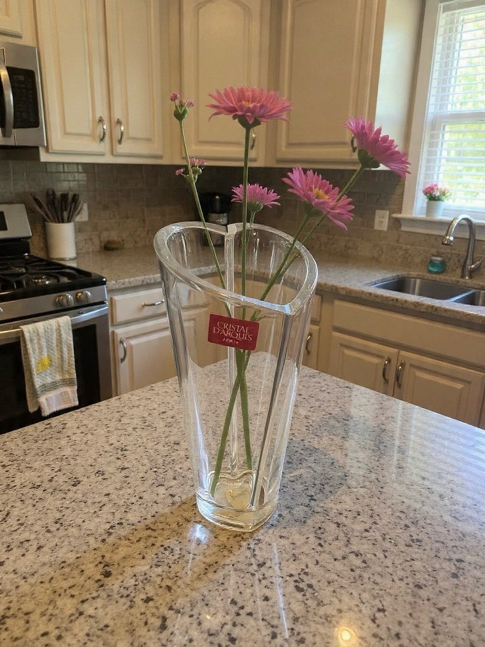 Cristal d'Arques Clear heart shape Glass Vase made in France